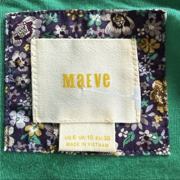 Maeve Anthropologie Emma Dandelion Print Fit Flare Dress Green 6 - Picture 3 of 9